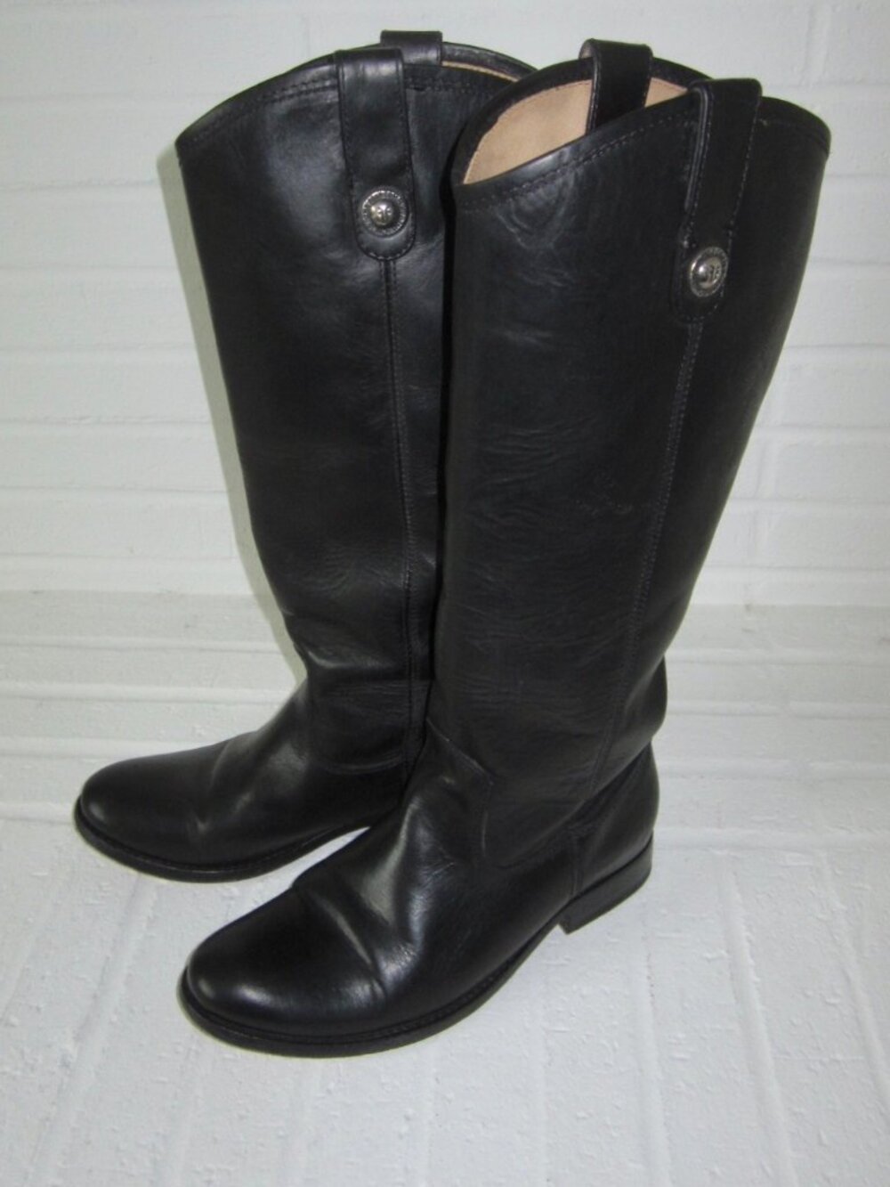 FRYE MELISSA Button Tall Boots Black Leather Women’s 6 1/2 M - Picture 4 of 16